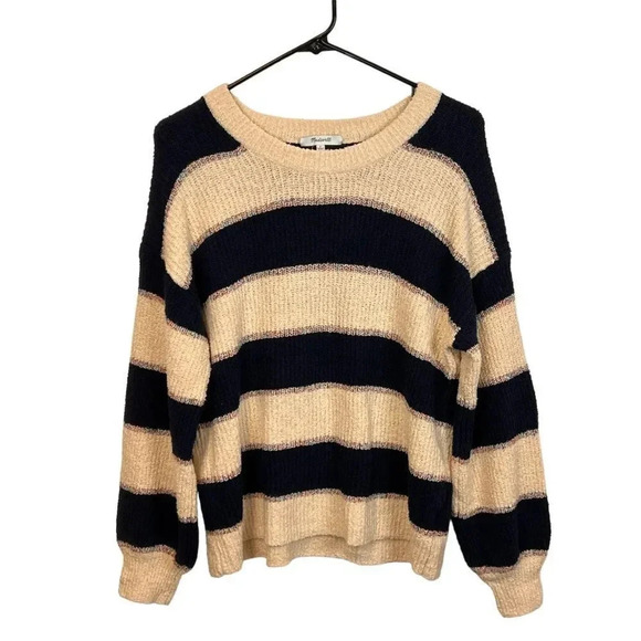 Madewell Striped Lakeville Pullover Sweater in Bone, Size S - Picture 8 of 14